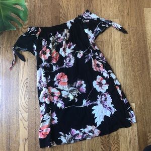 Black Off Shoulder Floral Dress